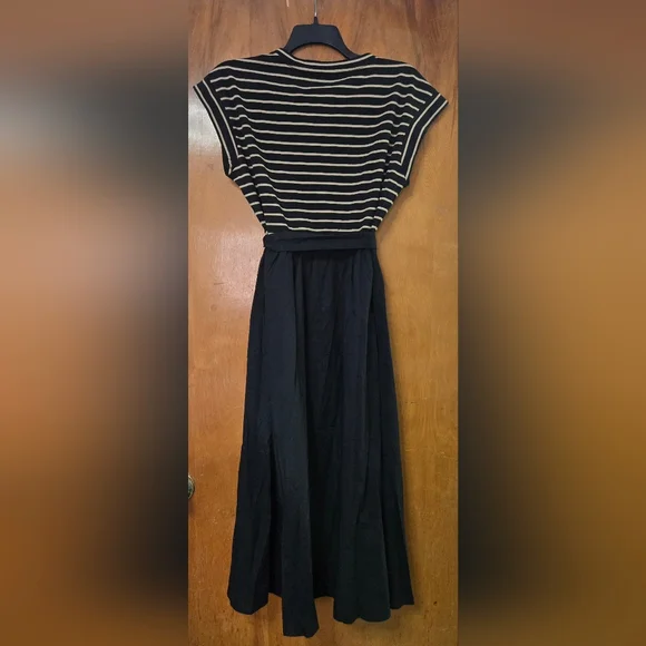 J. Crew Factory Button Shoulder Tie Waist Mixy Dress Size Large nwt - Picture 3 of 7